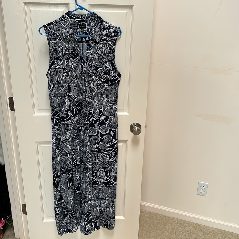 Talbots Floral sleeveless V-neck Collar Long Dress